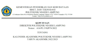 Kalender Akademik Politeknik Negeri Lampung Tahun Akademik 2022/2023
